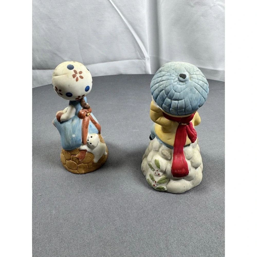 Vtg Jasco Merri Bells Pair Of 2‎ Mountain Boy & Girl With Kitten Delightful